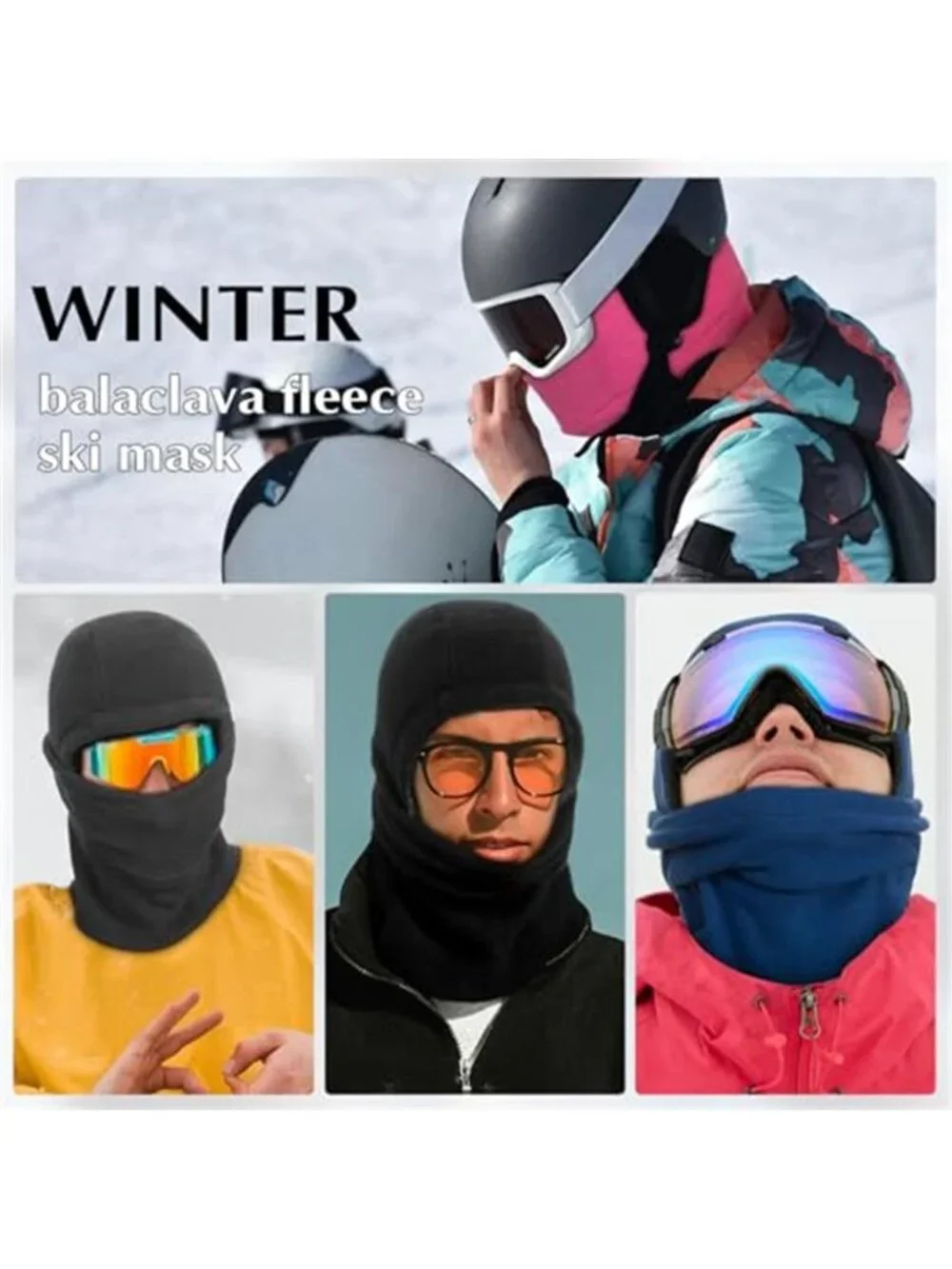 Women's Sherpa Hood Ski Mask Winter Balaclava Windproof Hooded Scarf